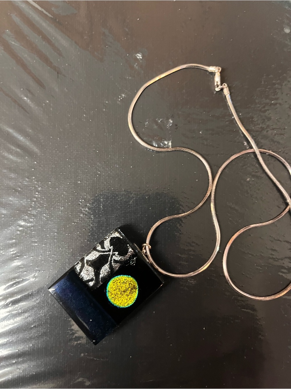Sterling Silver Black and Green Pendant Necklace Charger - Electronics Accessory